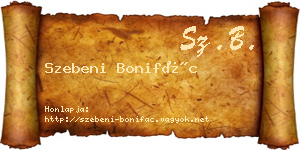 Szebeni Bonifác névjegykártya